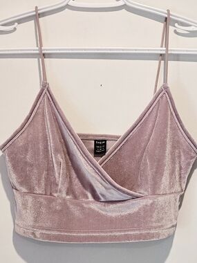 Blush Pink Velvet Cropped Cami